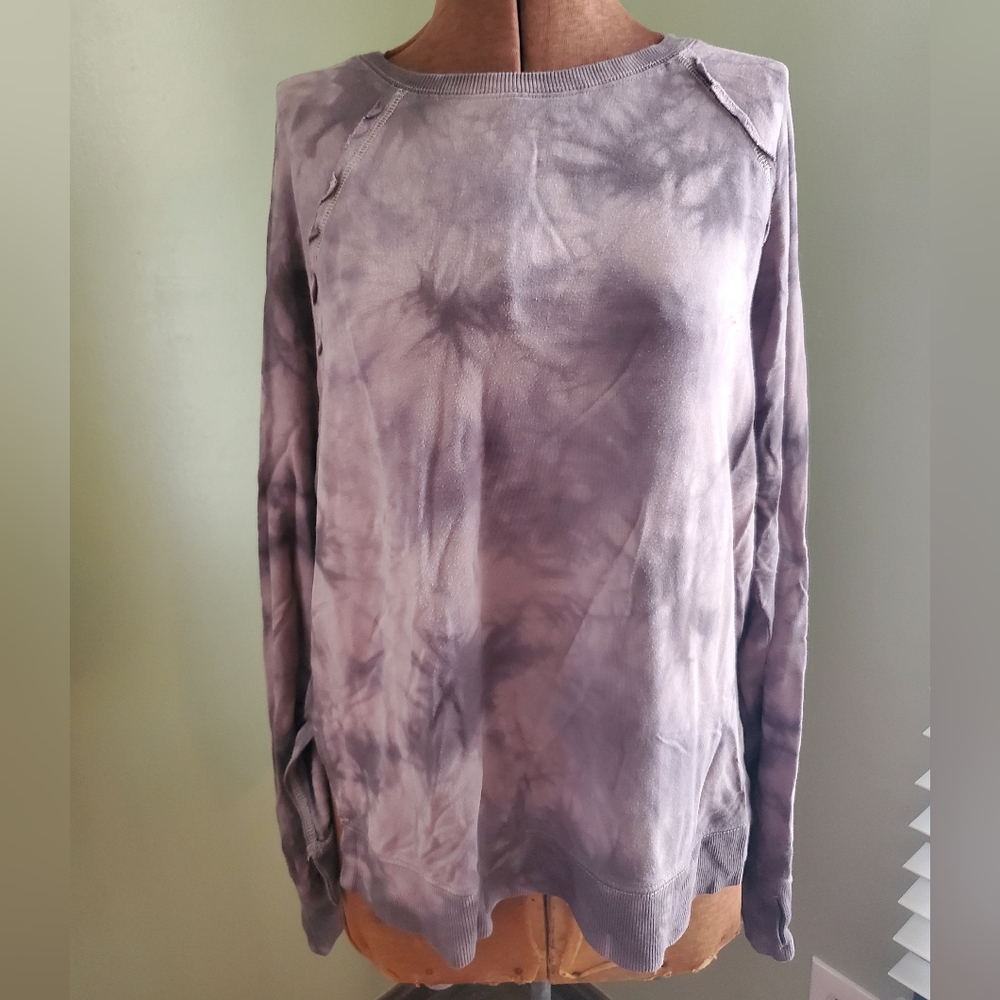 JOYLAB Juniors small purplish gray tie-dye tunic length top